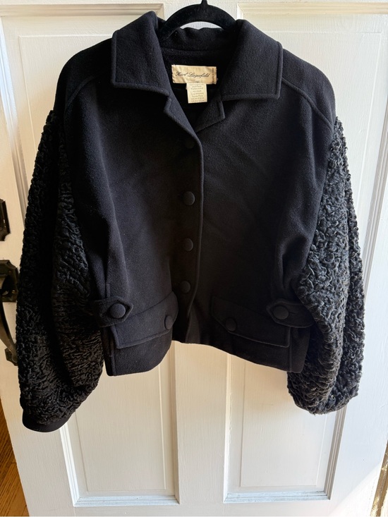 Karl Lagerfeld Jackets & Blazers - Vintage Designer Karl Lagerfeld Black Cropped Teddy Sleeve Jacket Button Details